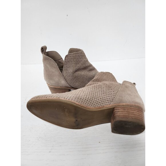 Dolce Vita Kaide Ankle Boots Womens Size 8M Beige Perforated Leather Block Heel - Picture 6 of 9